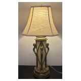 O - Vintage Style Table Lamp with Lion Head Accents