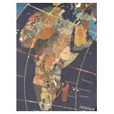 MB - Inlaid Stone World Map with Red Wood Frame