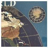 MB - Inlaid Stone World Map with Red Wood Frame