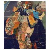 MB - Inlaid Stone World Map with Red Wood Frame