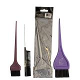 BC - Salon Supplies Lot with Brushes, Disposable Gloves, Foil Sheets, Plastic Caps and More