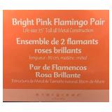 MB - New Pair of Bright Pink Metal Flamingos by Evergreen Garden