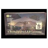 O - Sunergy String of 8 Rechargeable LED Lanterns with Antique Pewter Finish