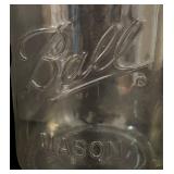 O - Pair of Large Ball Mason Jar Cannisters with Metal Lids