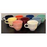 BC - Set of 9 Homer Laughlin Fiesta Coffee Cups Assorted Colors