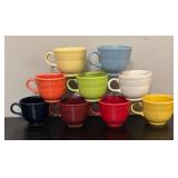 BC - Set of 9 Homer Laughlin Fiesta Multi-Color Cups