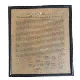 MB - Vintage Framed Declaration of Independence Print