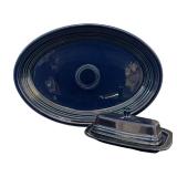 BC - Fiesta Navy Blue Platter and Covered Butter Dish Set