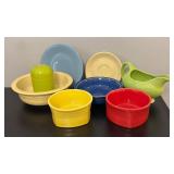 BC - Set of 8 Fiesta Multicolor Dinnerware Pieces Including Bowls, Plates, Gravy Boat and More