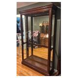 MB - Large Wood and Glass Display Cabinet with Mirrored Back