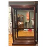 MB - Large Wood and Glass Display Cabinet with Mirrored Back
