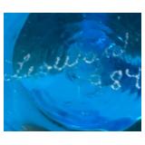 LL  - Set of 2 Leo Ward Blue Art Glass Bird Figurines