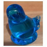 LL  - Set of 2 Leo Ward Blue Art Glass Bird Figurines