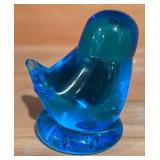 LL  - Set of 2 Leo Ward Blue Art Glass Bird Figurines