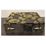 LL  - Vintage Leaf Shaped Metal Serving Dish with Brass Accents from Hong Kong