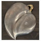 LL  - Vintage Leaf Shaped Metal Serving Dish with Brass Accents from Hong Kong