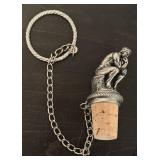 LL - Set of 4 Decorative Metal and Cork Bottle Stoppers with Chains