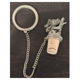 LL - Set of 4 Decorative Metal and Cork Bottle Stoppers with Chains