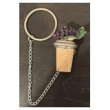 LL - Set of 4 Decorative Metal and Cork Bottle Stoppers with Chains