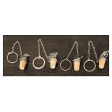 LL - Set of 4 Decorative Metal and Cork Bottle Stoppers with Chains