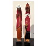 LL  - Pair of Ethnic Carved Wooden Figurines