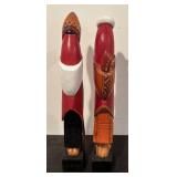 LL  - Pair of Ethnic Carved Wooden Figurines
