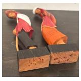 LL  - Pair of Ethnic Carved Wooden Figurines