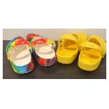 LL  - 2 Pairs of Crocs Tie-Dye and Yellow Clogs Size 11