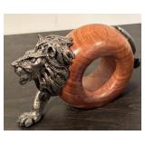 LL  - Set of 4 Wood and Metal Animal Motif Napkin Rings