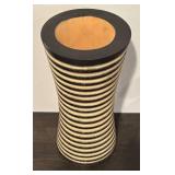 LL  - Set of 2 Wooden Vases Including Striped and Hand-Carved Leaf Design
