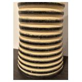 LL  - Set of 2 Wooden Vases Including Striped and Hand-Carved Leaf Design