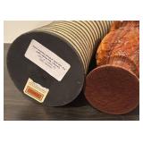 LL  - Set of 2 Wooden Vases Including Striped and Hand-Carved Leaf Design