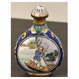 K - Pair of Vintage Hand-Painted Ceramic Snuff Bottles
