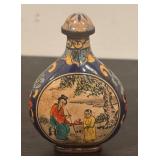 K - Pair of Vintage Hand-Painted Ceramic Snuff Bottles