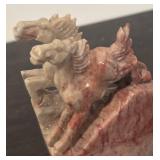 LL  - Vintage Asian Marble Chop with Carved Horses