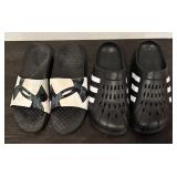 LL  - Adidas and Under Armour Size 11 Slide Sandals and Clogs