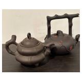 LL  - Set of 2 Petite Asian Yixing-Style Clay Teapots