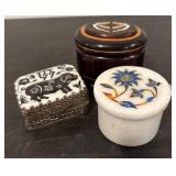 LL  - Set of 3 Decorative Trinket Boxes - Wood, Marble, and Metal