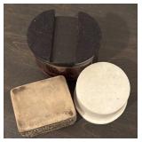 LL  - Set of 3 Decorative Trinket Boxes - Wood, Marble, and Metal