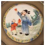 LL  - Vintage Brass Trinket Box with Enamel Painted Scenes