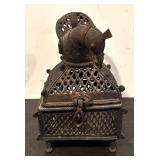 LL  - Vintage Ornate Metal Incense Burner with Bird Motif