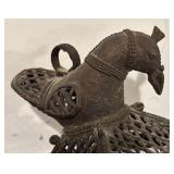 LL  - Vintage Ornate Metal Incense Burner with Bird Motif