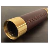 LL  - Antique Style Brass and Leather Telescope with Wooden Box