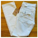MB - True Religion Optic White Straight Jeans W33 L34 with Flap Pockets