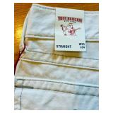MB - True Religion Optic White Straight Jeans W33 L34 with Flap Pockets