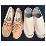BS - Lot of 2 Casual Shoes: Hush Puppies Moccasin Slippers & Crocs Canvas Slip-Ons