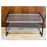 20 x 35 x 13" - Two-Tier Metal Mesh Shoe Rack with Brown Frame