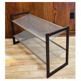 20 x 35 x 13" - Two-Tier Metal Mesh Shoe Rack with Brown Frame