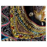 LR - Embroidered Elephant Textile Wall Hangings Set, 65-Inch Runner and Square Panel