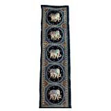 LR - Embroidered Elephant Textile Wall Hangings Set, 65-Inch Runner and Square Panel